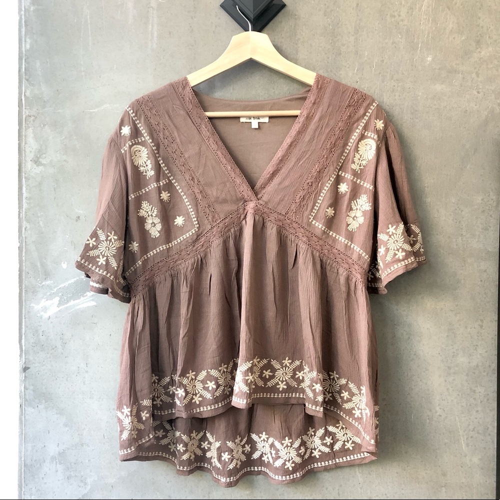 High-Low Embroidered Blouse